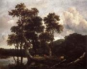 Jacob van Ruisdael Grove of Large Oak trees at the Edge of a pond Germany oil painting artist
